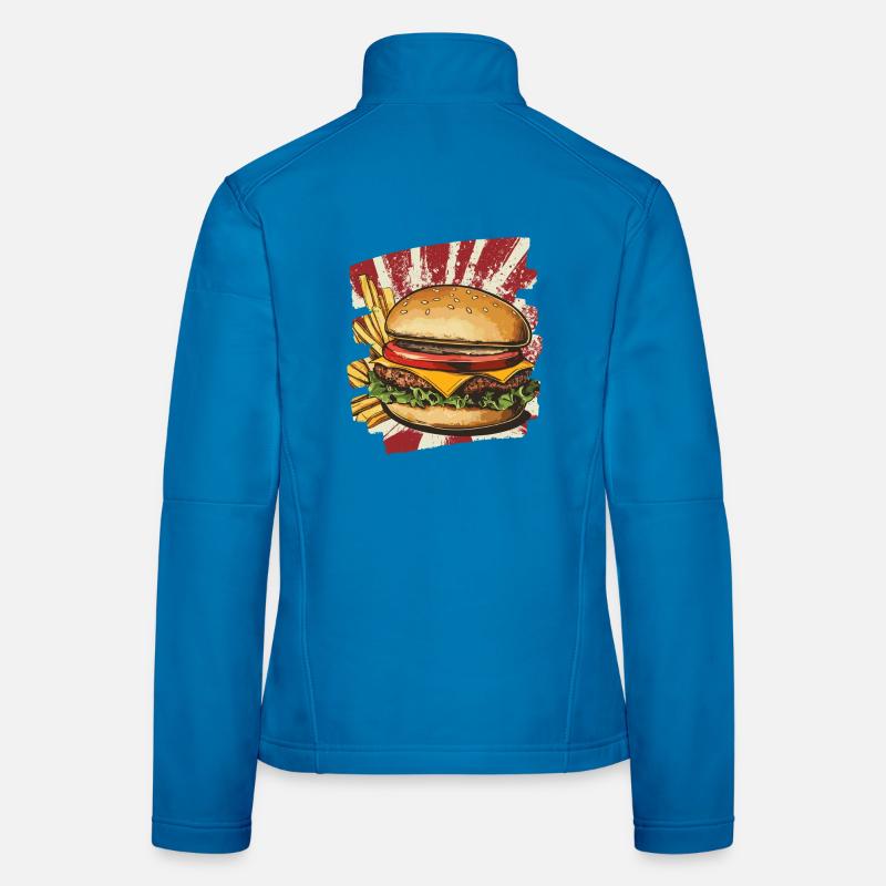Burger und Fritten Retro Frauen Softshelljacke