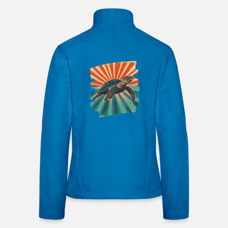 Tortue de mer rétro Veste en tissu softshell Femme