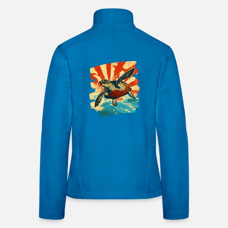 Tortue de mer rétro Veste en tissu softshell Femme