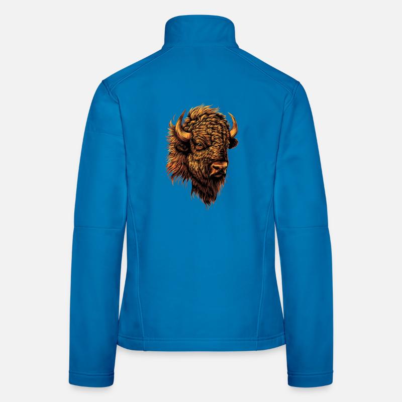 Bison, Bison, Wild Cattle, Buffalo, American Bison Women's Softshell Jacket