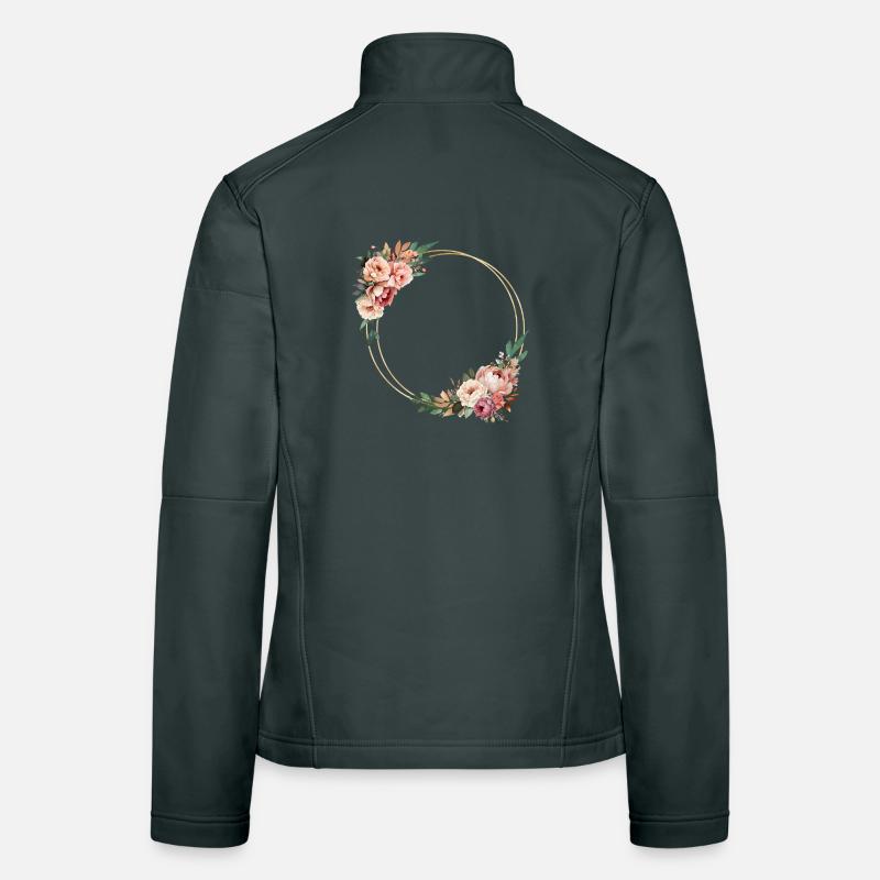 Rustic flower wreath, customizable Women's Softshell Jacket
