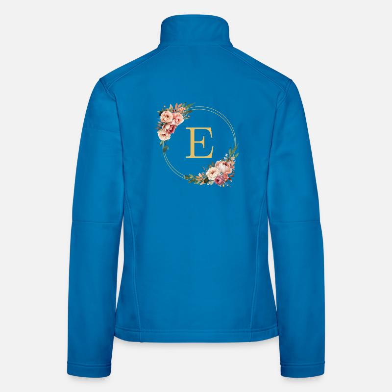 E Monogram, Flower Wreath, Personalizable Women's Softshell Jacket