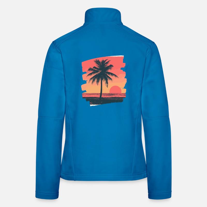 Palmier Coucher de soleil Veste en tissu softshell Femme