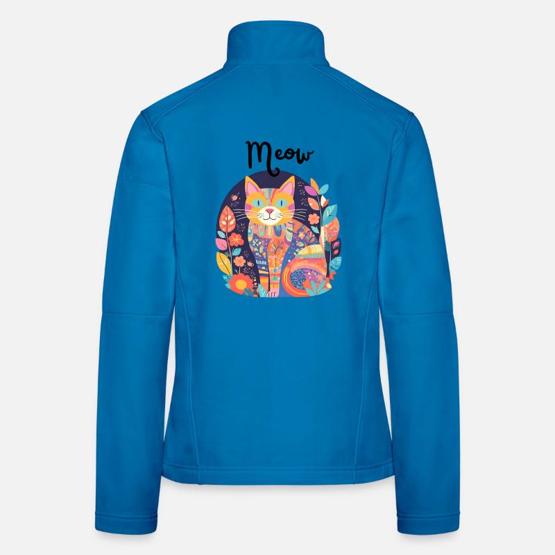 Chat coloré florilège patchwork Veste en tissu softshell Femme