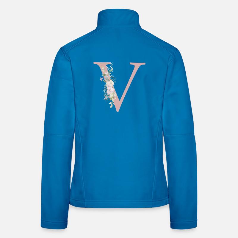 V Monogram, Floral, Personalizable Women's Softshell Jacket
