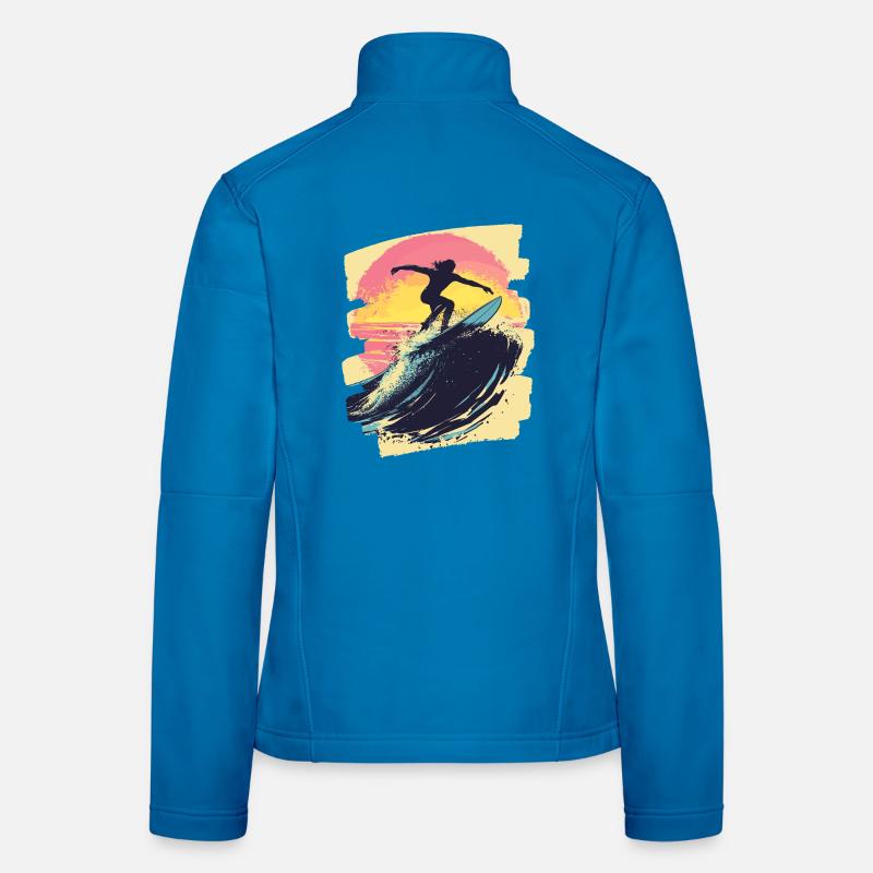 Surfer Surfen Surfbrett Surfing Frauen Softshelljacke