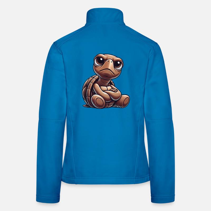 Grumpy cute cartoon turtle funny Women's Softshell Jacket