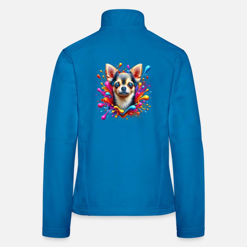 Chihuahua mignon avec des éclaboussures colorées de couleur Veste en tissu softshell Femme