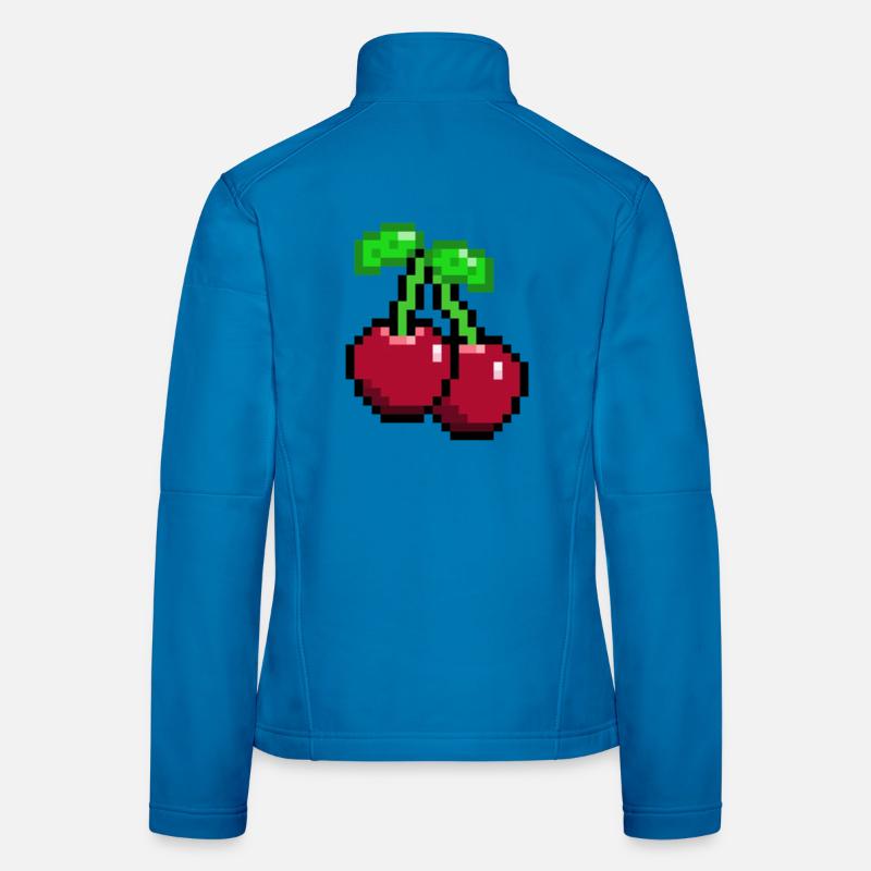Cerises Pixel Retro Veste en tissu softshell Femme