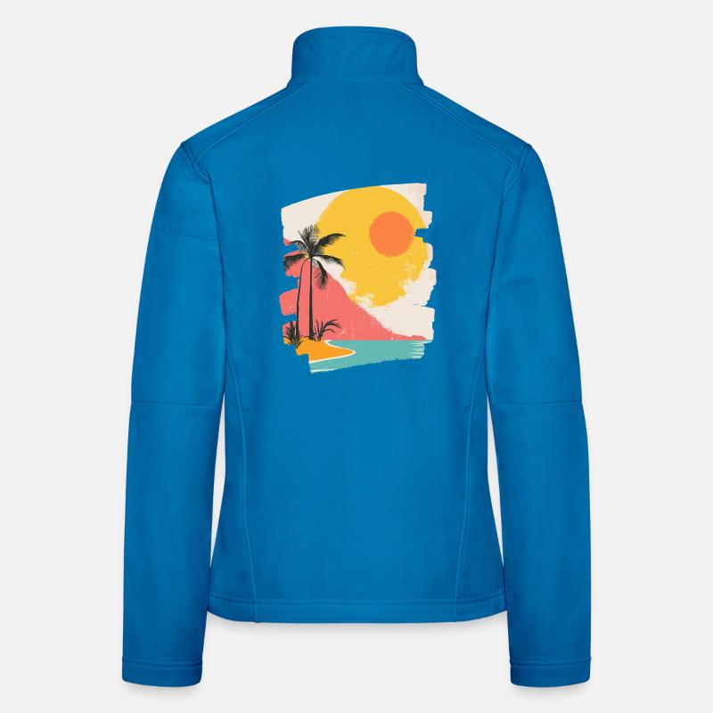 Summer Palm Tree Sunset Women's Softshell Jacket