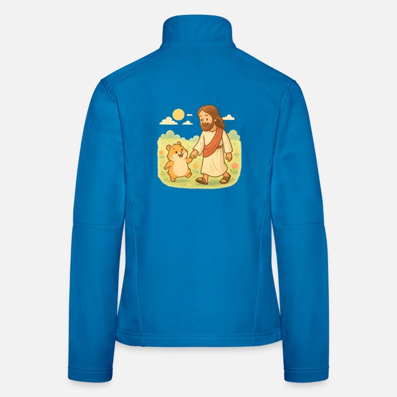 Jésus aimant marche avec un hamster Veste en tissu softshell Femme