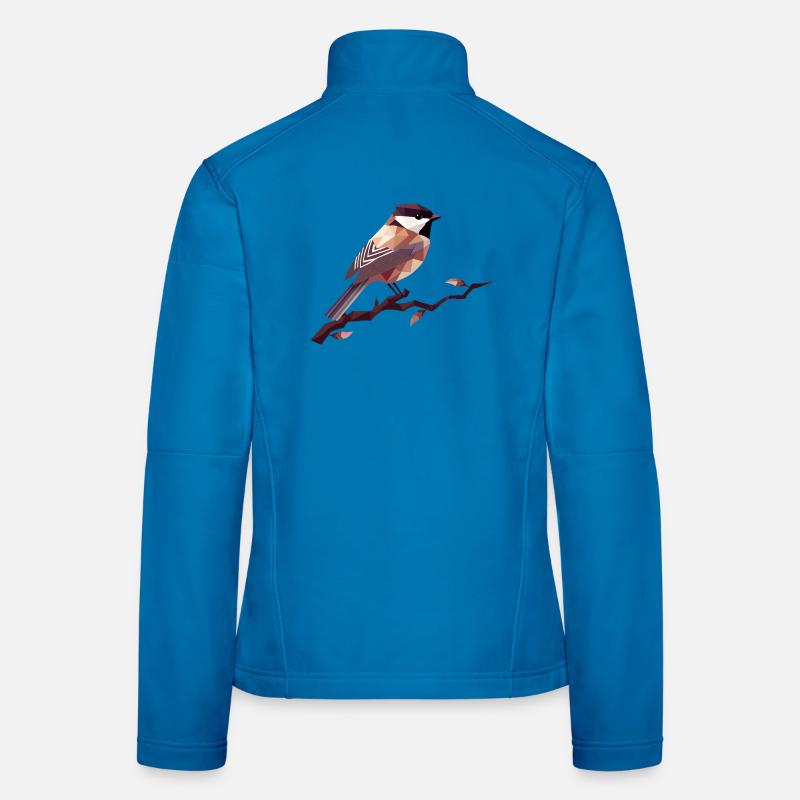 Geometrischer Singvogel – Elegante Polygonkunst Frauen Softshelljacke