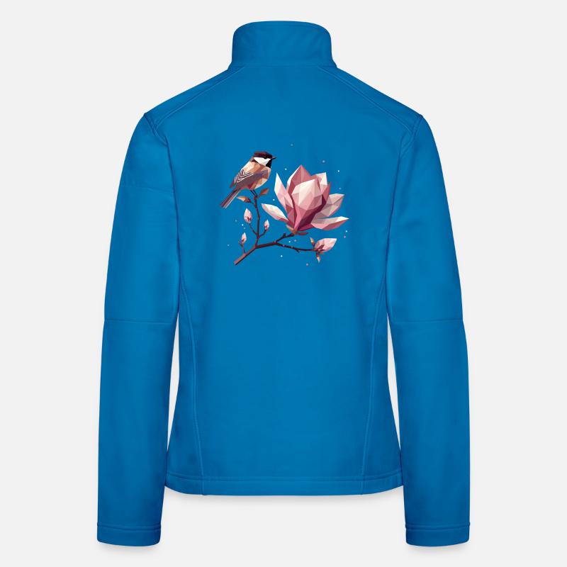 Bird on Magnolia Branch – Harmonic Composition Women's Softshell Jacket
