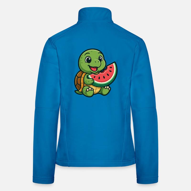 Cute turtle with melon summer design Women's Softshell Jacket