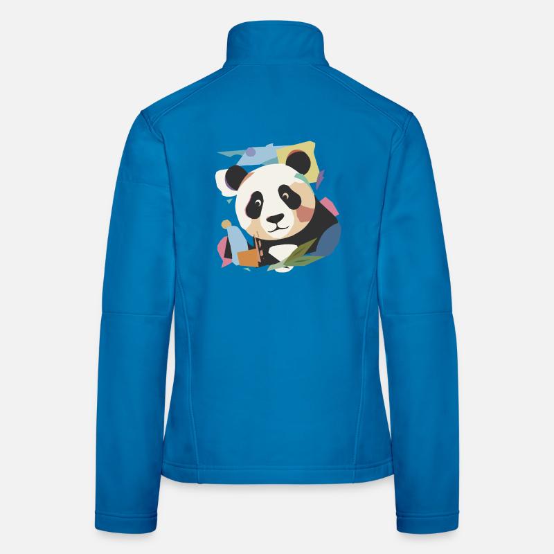 Panda heureux dans un look de collage moderne Veste en tissu softshell Femme