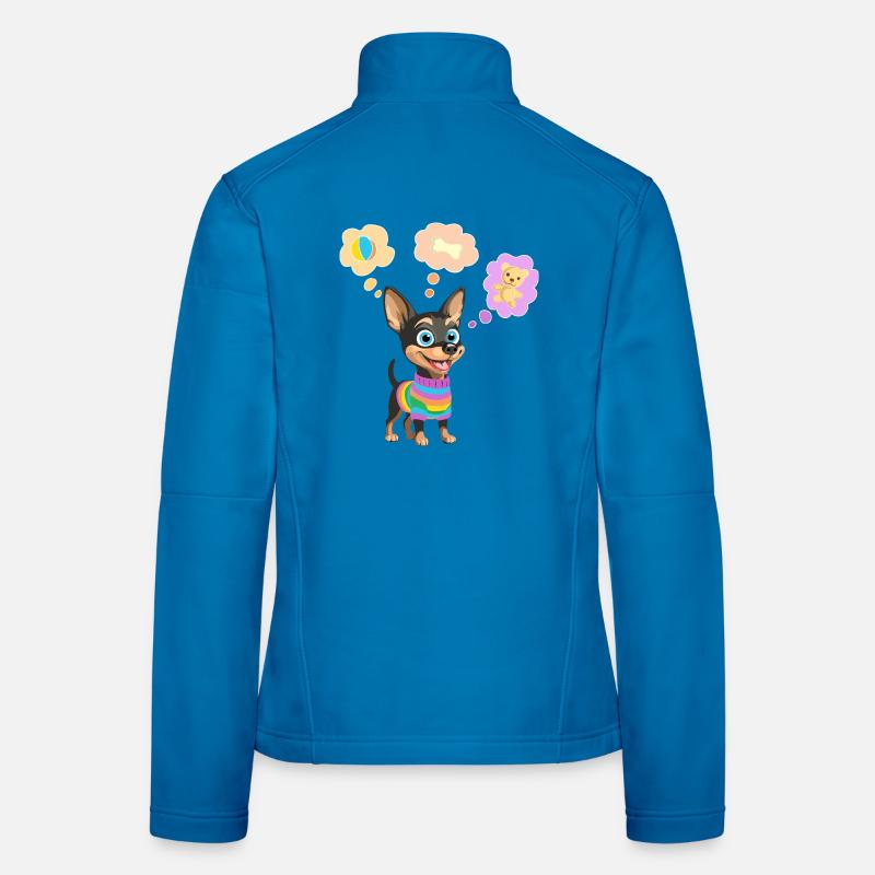 Süßer Hund im Regenbogenpullover für Kinder Frauen Softshelljacke