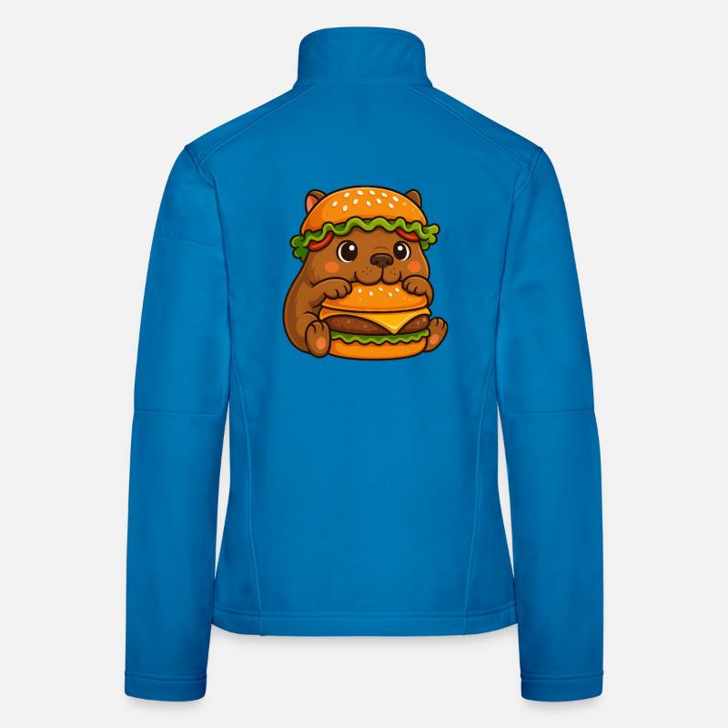 Sweet Capybara Capybara with Cheeseburger Fast Women's Softshell Jacket