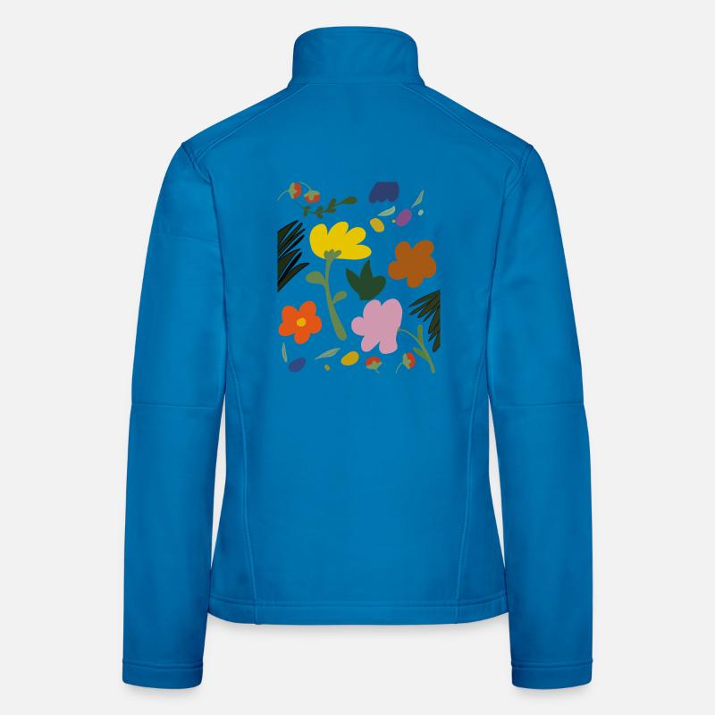 Abstrakte Blumen in der Frühlingspalette Frauen Softshelljacke
