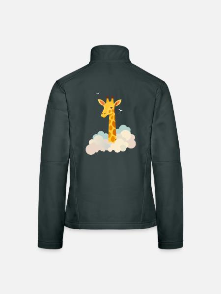 Douce girafe au-dessus des nuages – Motif onirique - Veste en tissu softshell Femme - gris foncé - Dos
