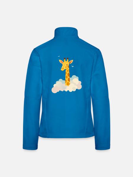 Douce girafe au-dessus des nuages – Motif onirique - Veste en tissu softshell Femme - bleu clair - Dos