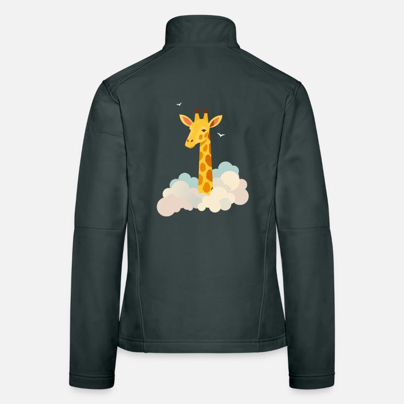 Douce girafe au-dessus des nuages – Motif onirique Veste en tissu softshell Femme