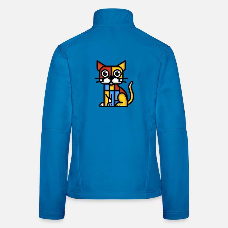 Buntes Bild eines kubistischen Hundes Frauen Softshelljacke