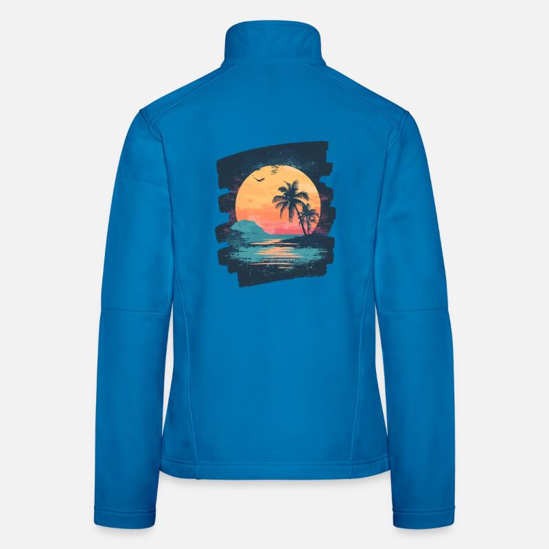 Beach Palm Trees Sunset Summer Women's Softshell Jacket