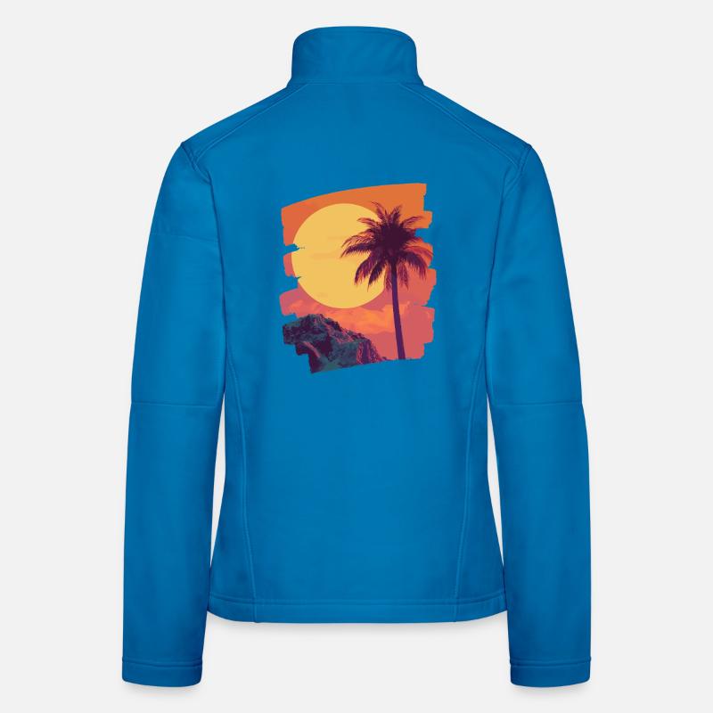 Beach Palm Trees Sunset Summer Women's Softshell Jacket