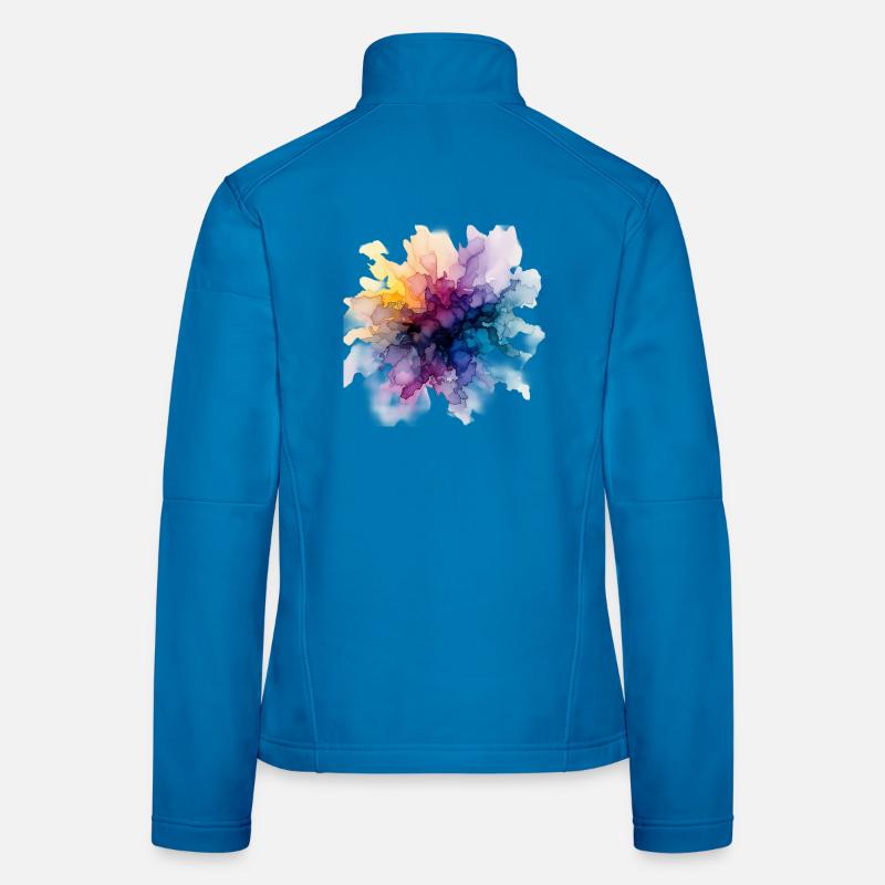 Farbexplosion: Abstrakter Aquarell-Farbrausch Frauen Softshelljacke