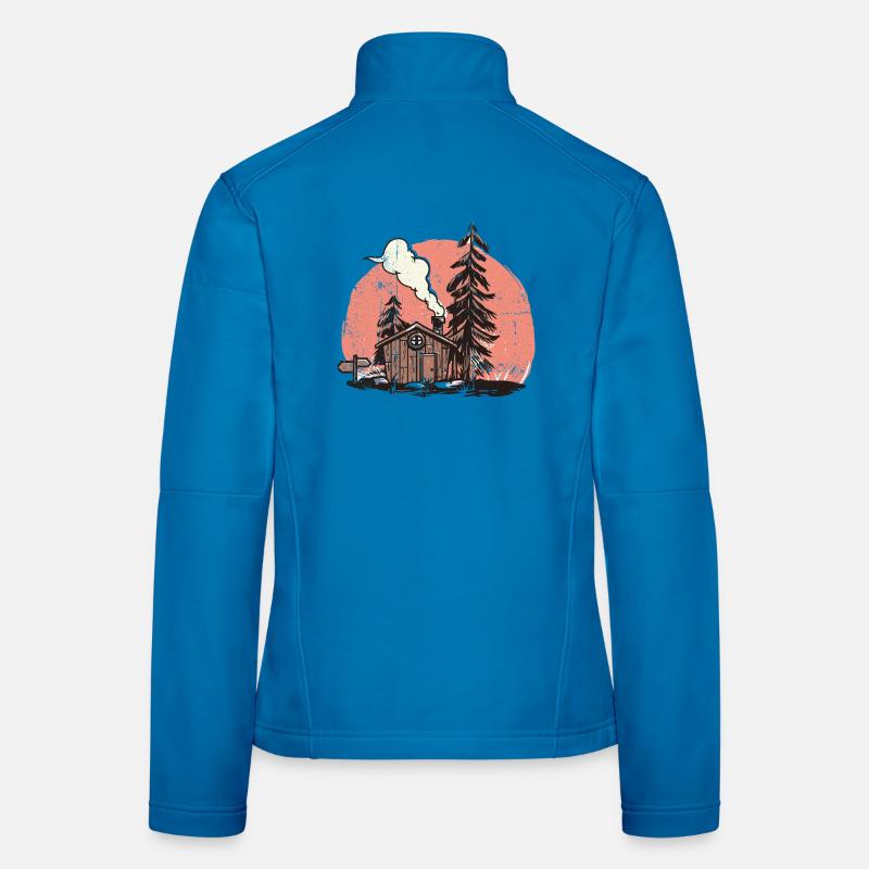 Illustration de cabane forestière confortable Veste en tissu softshell Femme