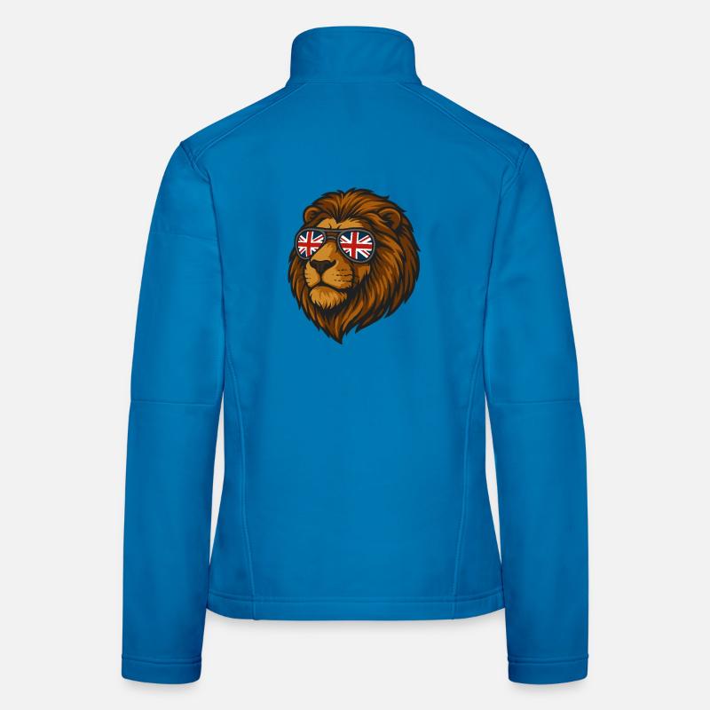 Löwe mit der britischen Flagge in Brille Frauen Softshelljacke