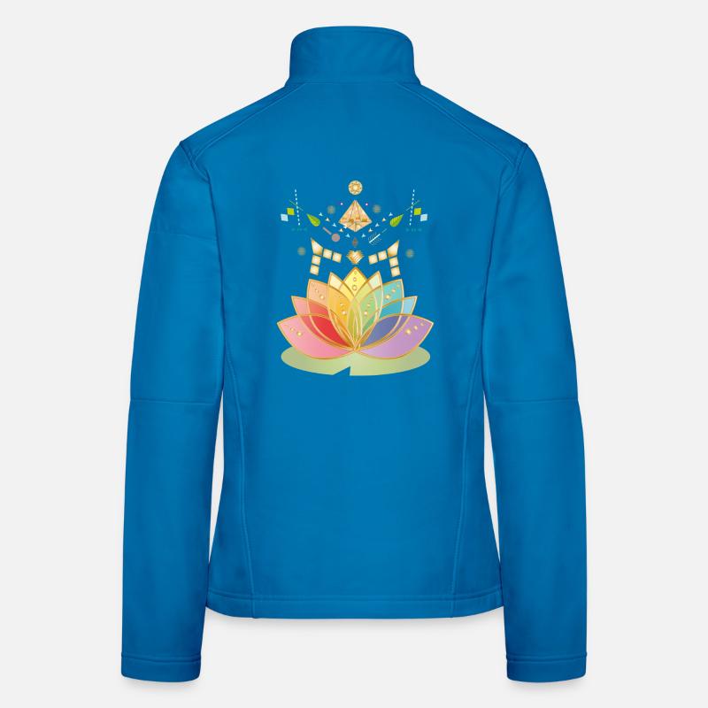 Symbole coloré de fleurs de chakra avec des ornements Veste en tissu softshell Femme