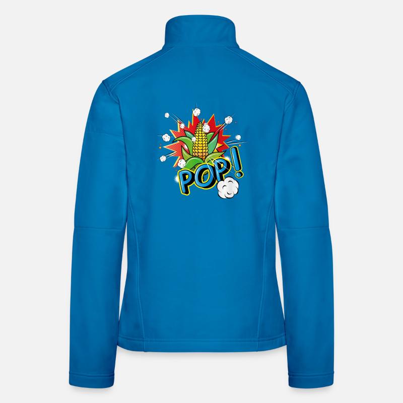 Pop Art Style Corn on the Cob with Popcorn Effect Women's Softshell Jacket