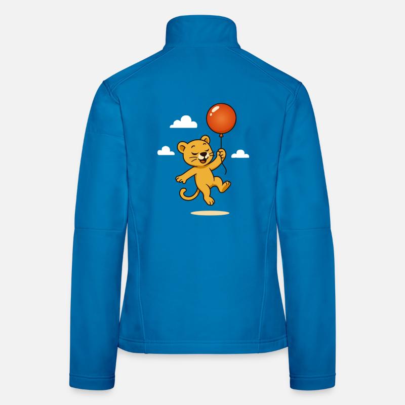 Fröhlicher Löwe mit Ballon schwebt durch die Lüfte Frauen Softshelljacke