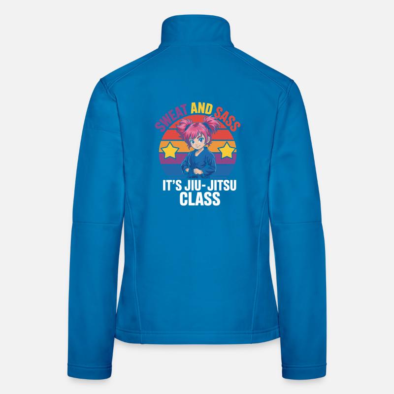 Conception de motivation de Jiu-Jitsu avec un personnage d’anime Veste en tissu softshell Femme