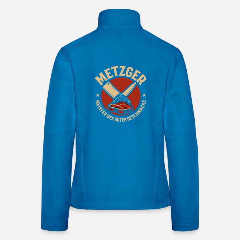 Metzger mit Messer und Fleisch Frauen Softshelljacke