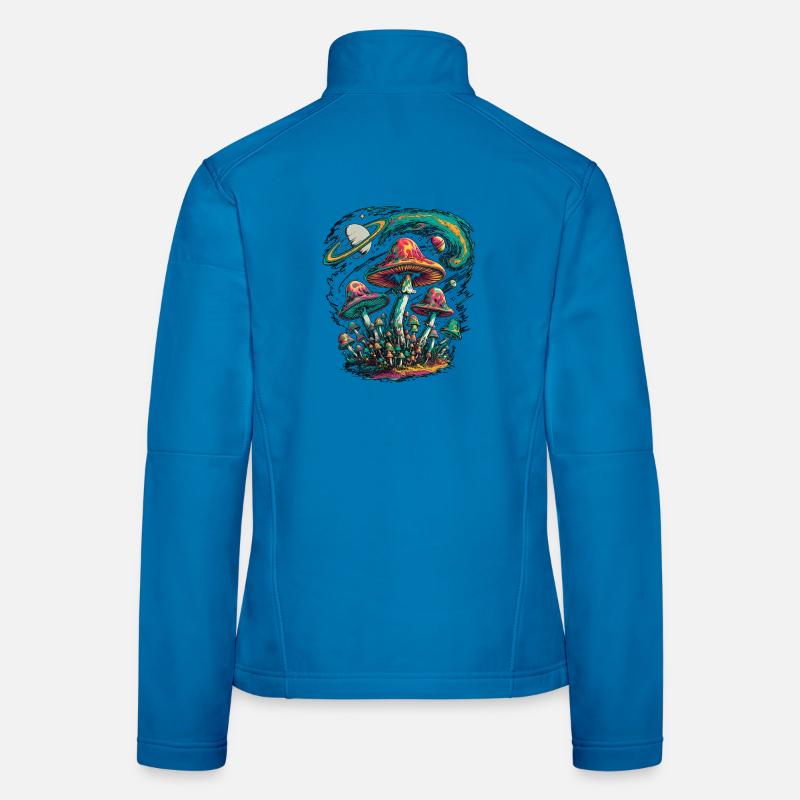 Psychedelic Cosmic Mushrooms Artwork Women's Softshell Jacket