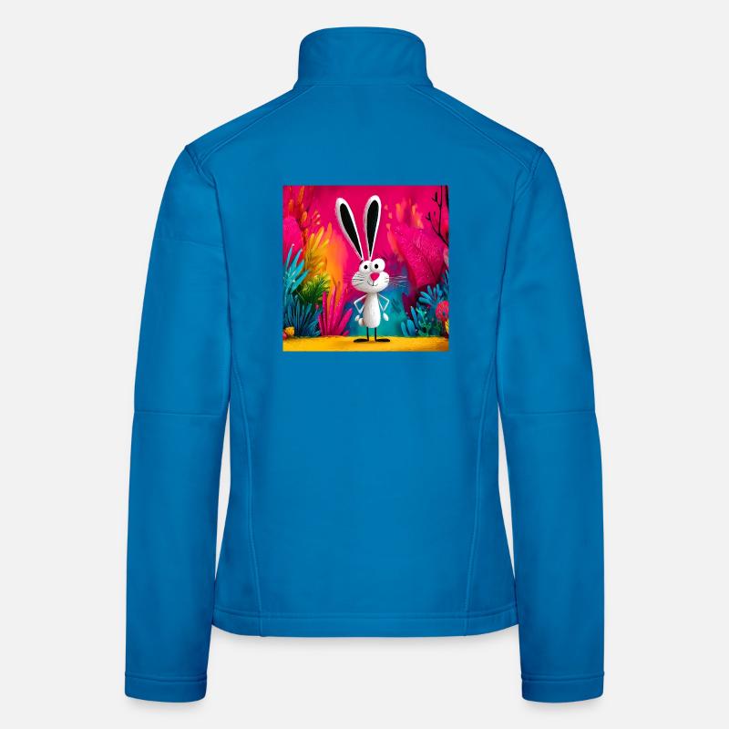 Lapin cartoon dans jungle colorée Veste en tissu softshell Femme