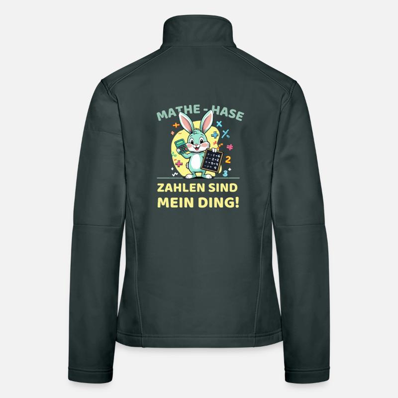 Math bunny with calculator and blackboard Women's Softshell Jacket