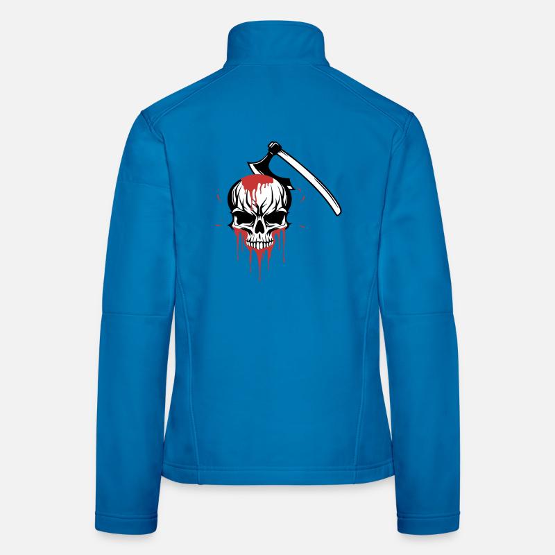 Bloody skull split by an axe Women's Softshell Jacket