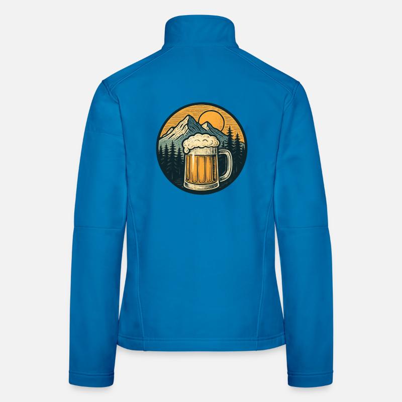 Chope de bière de forêt de montagne coucher de soleil Veste en tissu softshell Femme