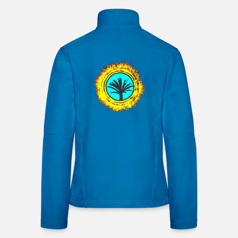 Palmen Illustration mit Farbexplosion Mallorca Frauen Softshelljacke