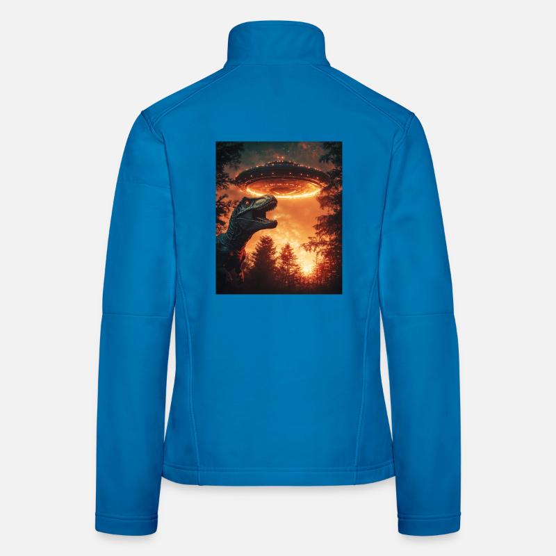 T-Rex Selfie mit UFO Frauen Softshelljacke