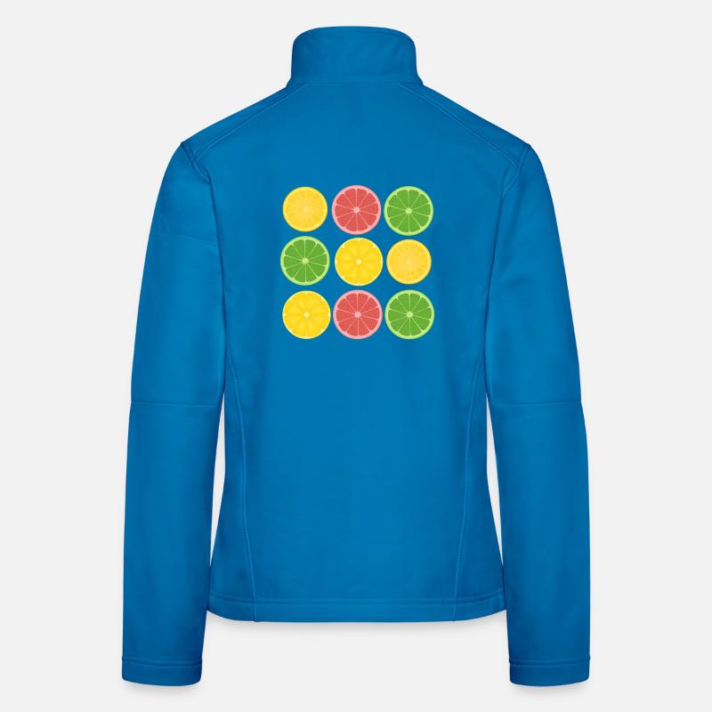 Fruit Citrus Color Blocking Design Women's Softshell Jacket