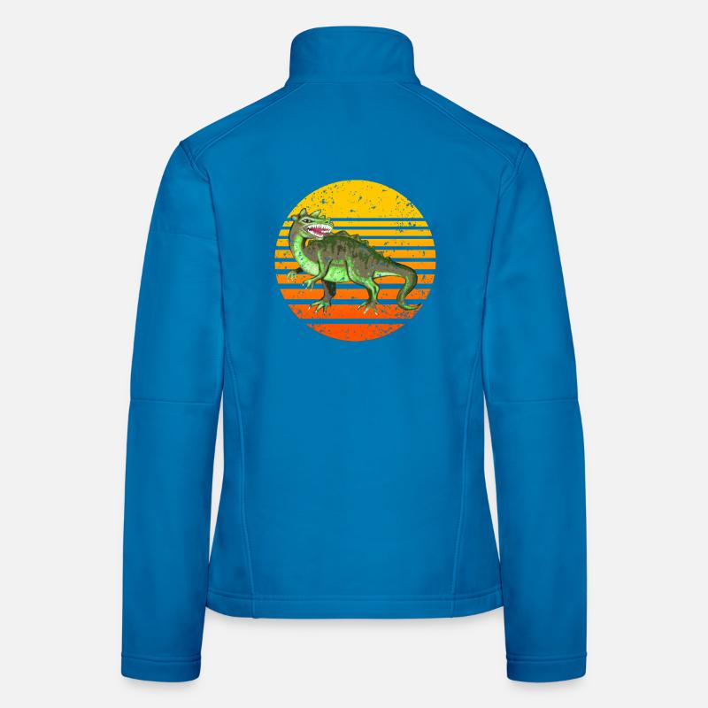 Design rétro dinosaure avec coucher de soleil Veste en tissu softshell Femme
