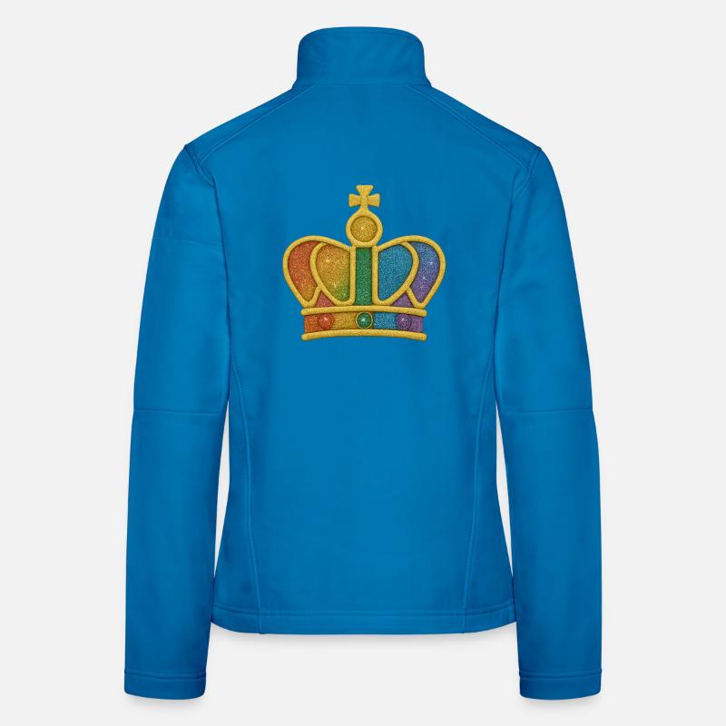 Rainbow Glitter Crown Design Women's Softshell Jacket