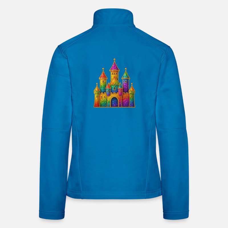 Rainbow Glitter Castle Design Women's Softshell Jacket