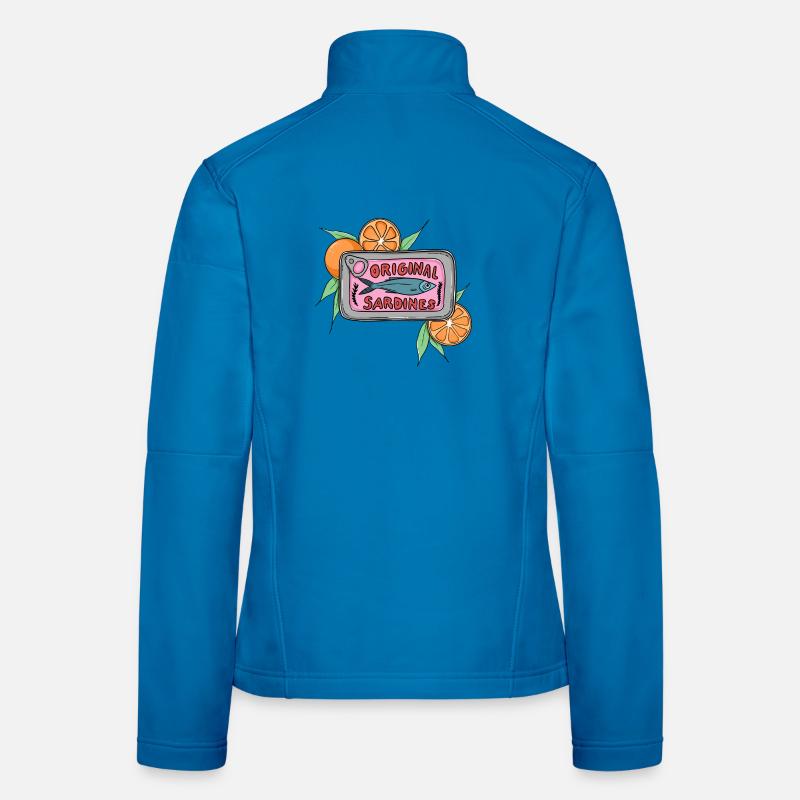 Original Sardines Can Pop Art Design with Oranges Women's Softshell Jacket
