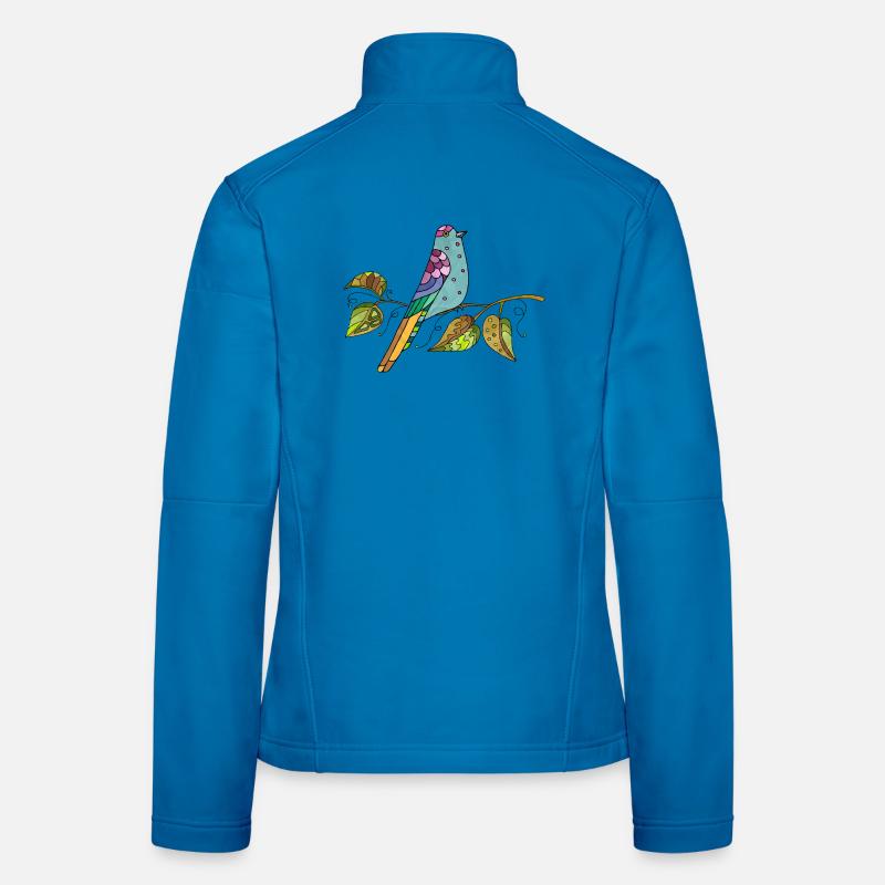 Oiseau coloré Veste en tissu softshell Femme