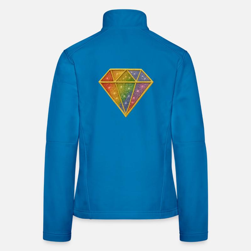 Rainbow diamond with stardust design Women's Softshell Jacket
